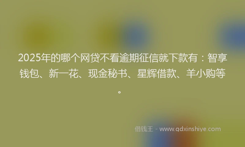 2025年的哪个网贷不看逾期征信就下款有：智享钱包、新一花、现金秘书、星辉借款、羊小购等。
