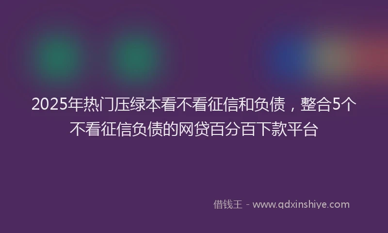2025年热门压绿本看不看征信和负债，整合5个不看征信负债的网贷百分百下款平台