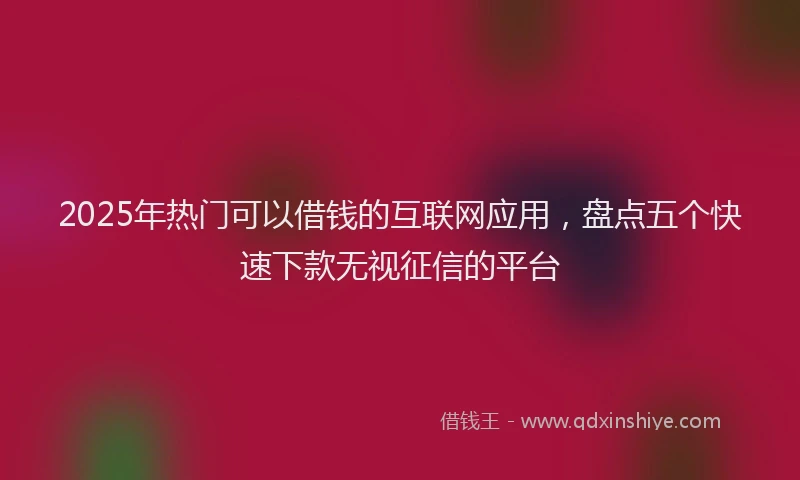 2025年热门可以借钱的互联网应用，盘点五个快速下款无视征信的平台