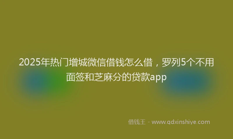 2025年热门增城微信借钱怎么借，罗列5个不用面签和芝麻分的贷款app