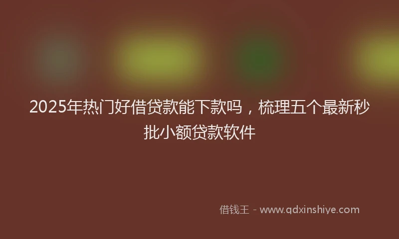 2025年热门好借贷款能下款吗，梳理五个最新秒批小额贷款软件