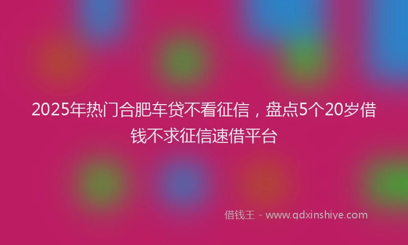 2025年热门合肥车贷不看征信，盘点5个20岁借钱不求征信速借平台