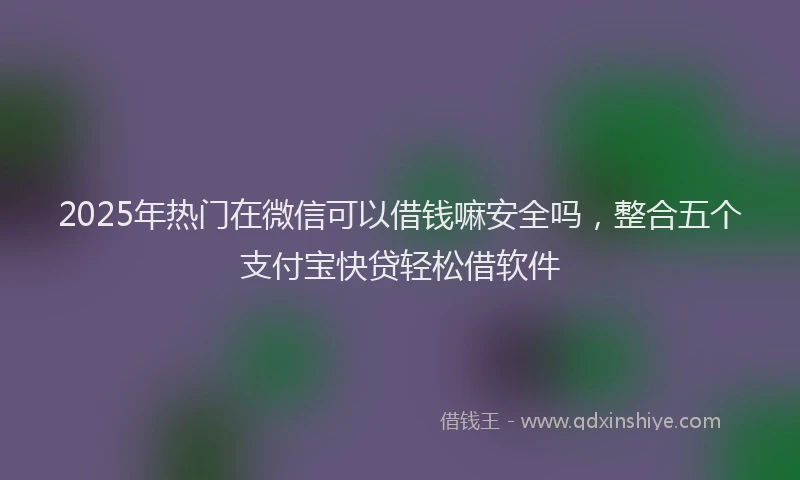2025年热门在微信可以借钱嘛安全吗，整合五个支付宝快贷轻松借软件