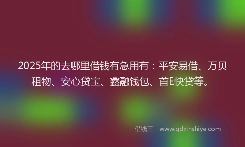 2025年的去哪里借钱有急用有：平安易借、万贝租物、安心贷宝、鑫融钱包、首E快贷等。