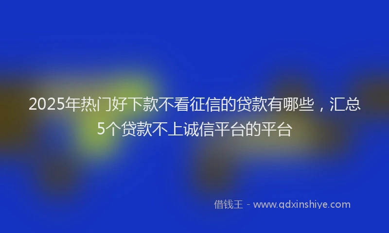 2025年热门好下款不看征信的贷款有哪些，汇总5个贷款不上诚信平台的平台