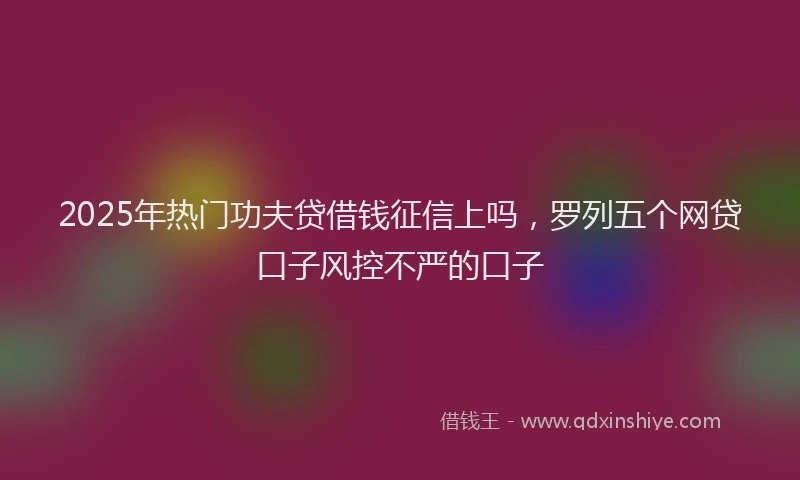 2025年热门功夫贷借钱征信上吗，罗列五个网贷口子风控不严的口子