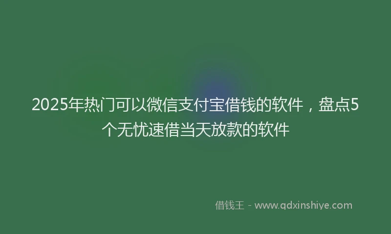2025年热门可以微信支付宝借钱的软件，盘点5个无忧速借当天放款的软件