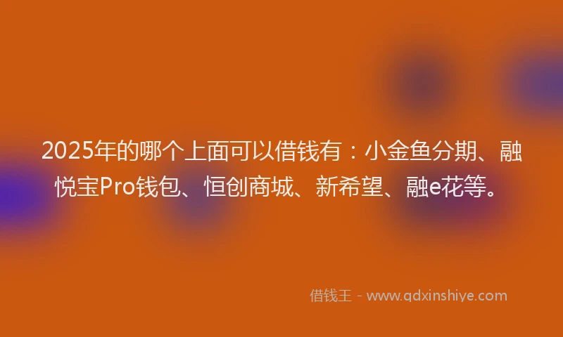 2025年的哪个上面可以借钱有：小金鱼分期、融悦宝Pro钱包、恒创商城、新希望、融e花等。
