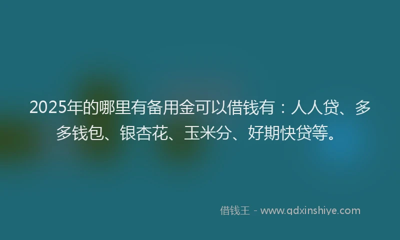 2025年的哪里有备用金可以借钱有：人人贷、多多钱包、银杏花、玉米分、好期快贷等。