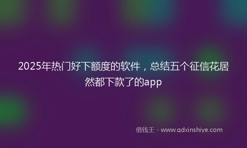 2025年热门好下额度的软件，总结五个征信花居然都下款了的app