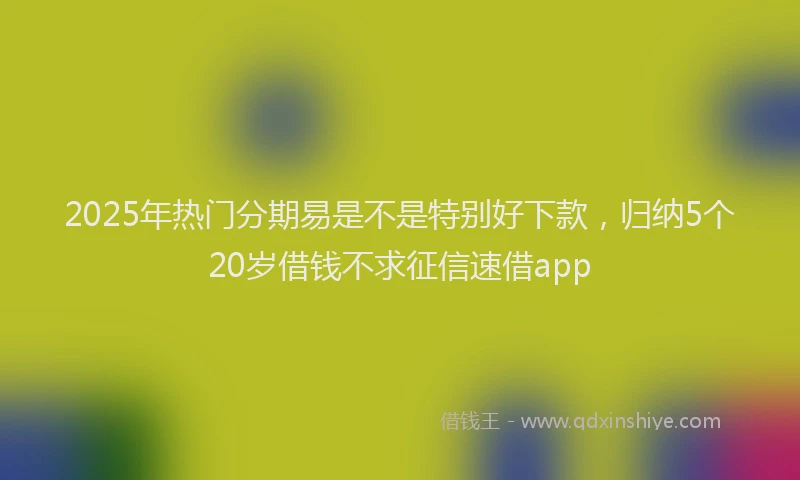 2025年热门分期易是不是特别好下款，归纳5个20岁借钱不求征信速借app