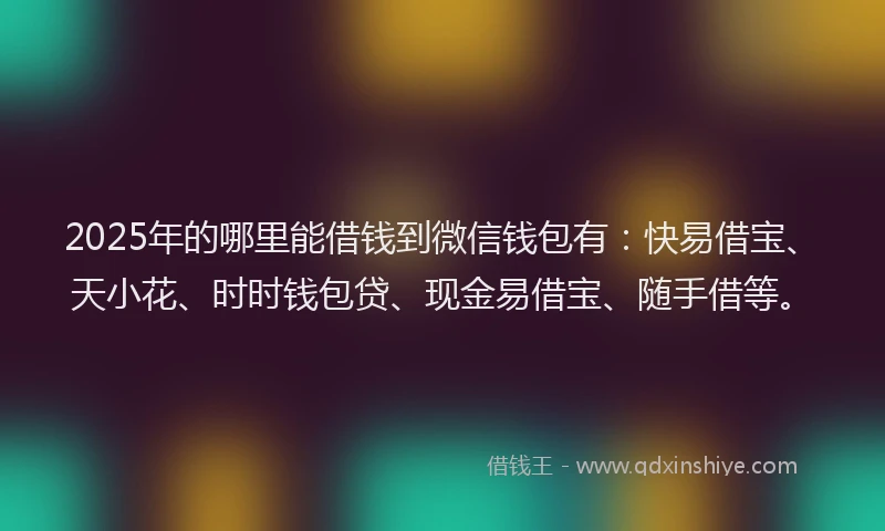 2025年的哪里能借钱到微信钱包有：快易借宝、天小花、时时钱包贷、现金易借宝、随手借等。
