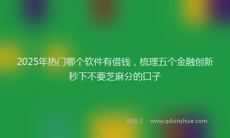 2025年热门哪个软件有借钱，梳理五个金融创新秒下不要芝麻分的口子