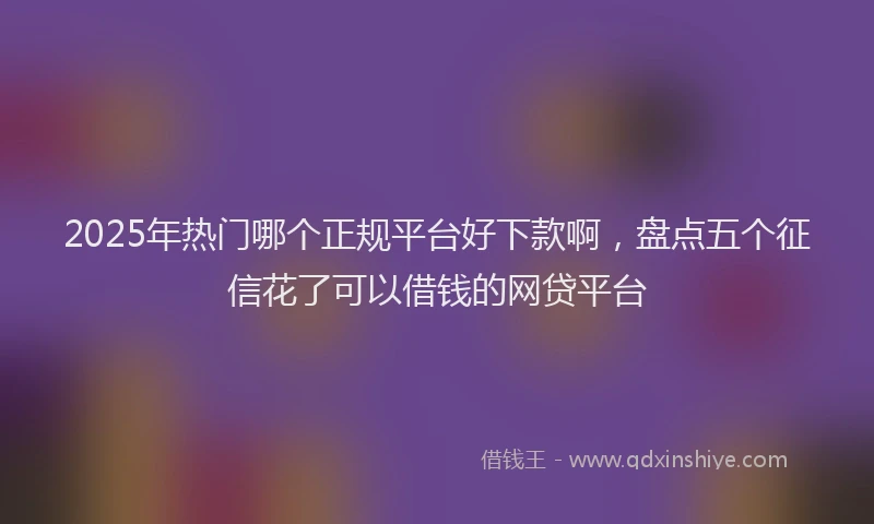2025年热门哪个正规平台好下款啊，盘点五个征信花了可以借钱的网贷平台