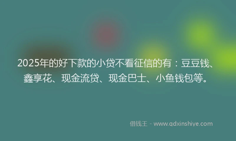 2025年的好下款的小贷不看征信的有：豆豆钱、鑫享花、现金流贷、现金巴士、小鱼钱包等。