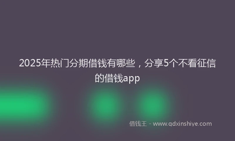2025年热门分期借钱有哪些，分享5个不看征信的借钱app