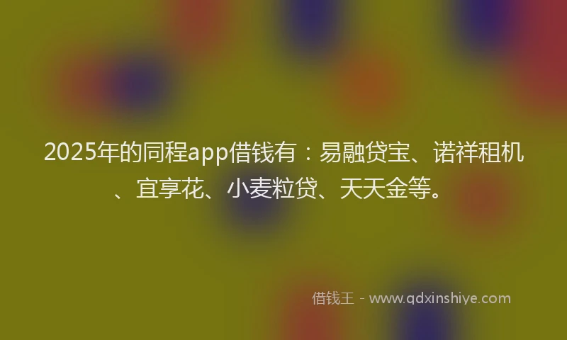 2025年的同程app借钱有：易融贷宝、诺祥租机、宜享花、小麦粒贷、天天金等。