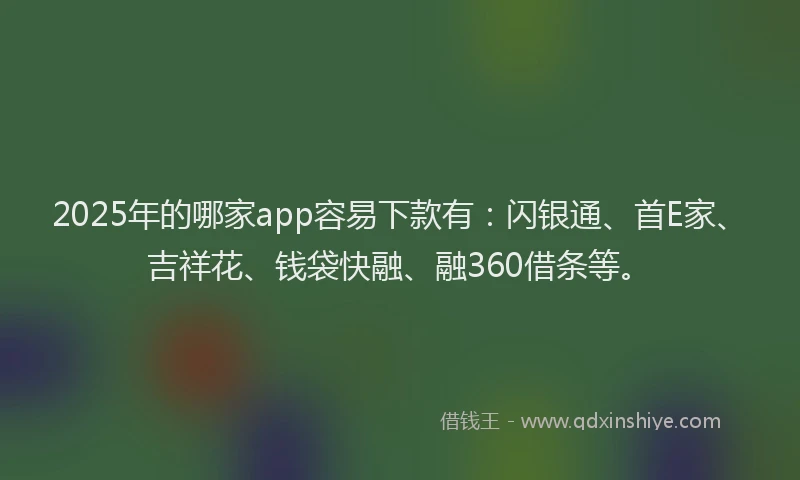2025年的哪家app容易下款有：闪银通、首E家、吉祥花、钱袋快融、融360借条等。