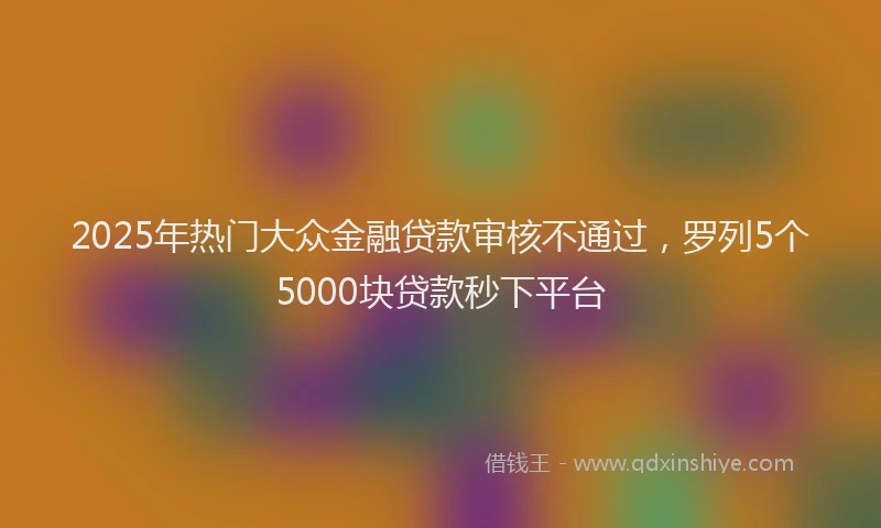 2025年热门大众金融贷款审核不通过，罗列5个5000块贷款秒下平台