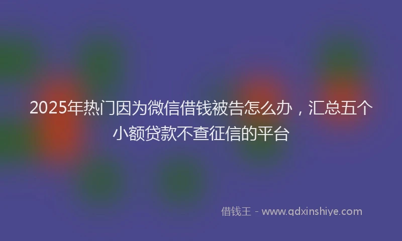 2025年热门因为微信借钱被告怎么办，汇总五个小额贷款不查征信的平台