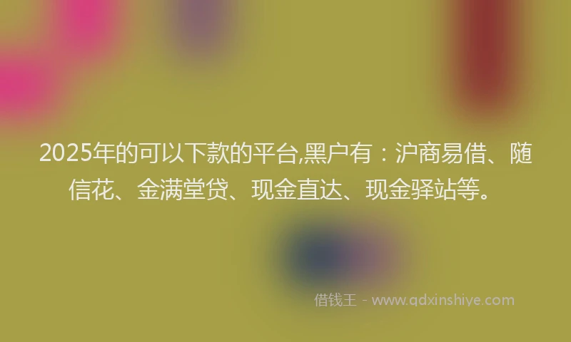 2025年的可以下款的平台,黑户有：沪商易借、随信花、金满堂贷、现金直达、现金驿站等。