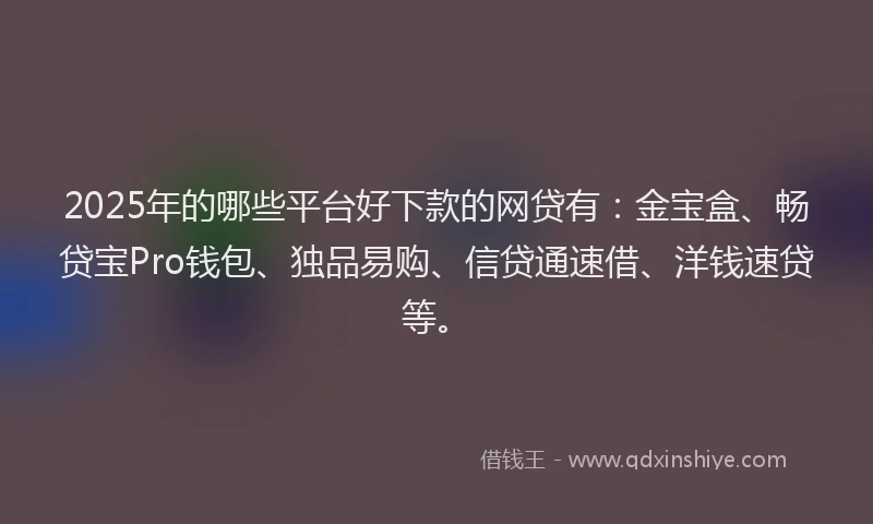2025年的哪些平台好下款的网贷有：金宝盒、畅贷宝Pro钱包、独品易购、信贷通速借、洋钱速贷等。