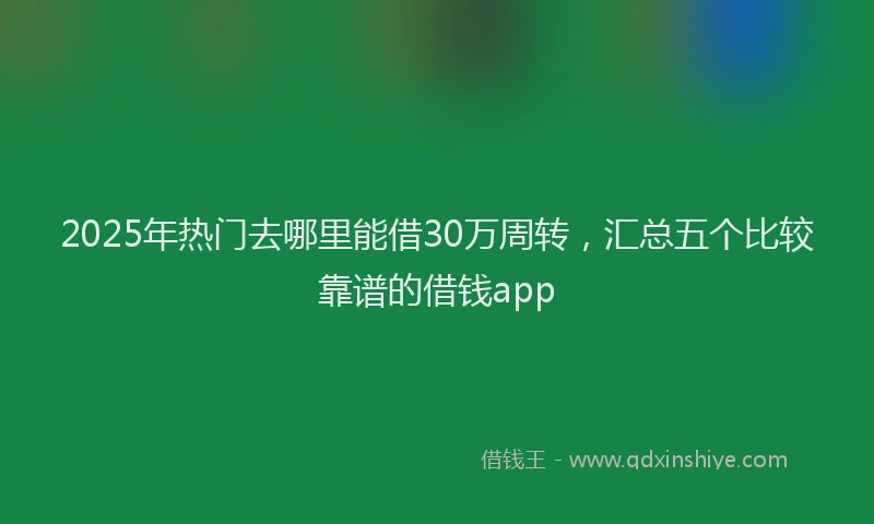 2025年热门去哪里能借30万周转，汇总五个比较靠谱的借钱app
