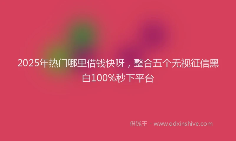 2025年热门哪里借钱快呀，整合五个无视征信黑白100%秒下平台