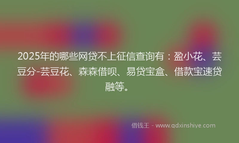 2025年的哪些网贷不上征信查询有：盈小花、芸豆分-芸豆花、森森借呗、易贷宝盒、借款宝速贷融等。