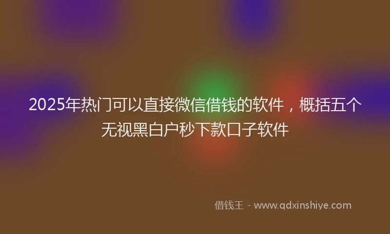 2025年热门可以直接微信借钱的软件，概括五个无视黑白户秒下款口子软件