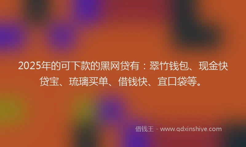 2025年的可下款的黑网贷有：翠竹钱包、现金快贷宝、琉璃买单、借钱快、宜口袋等。