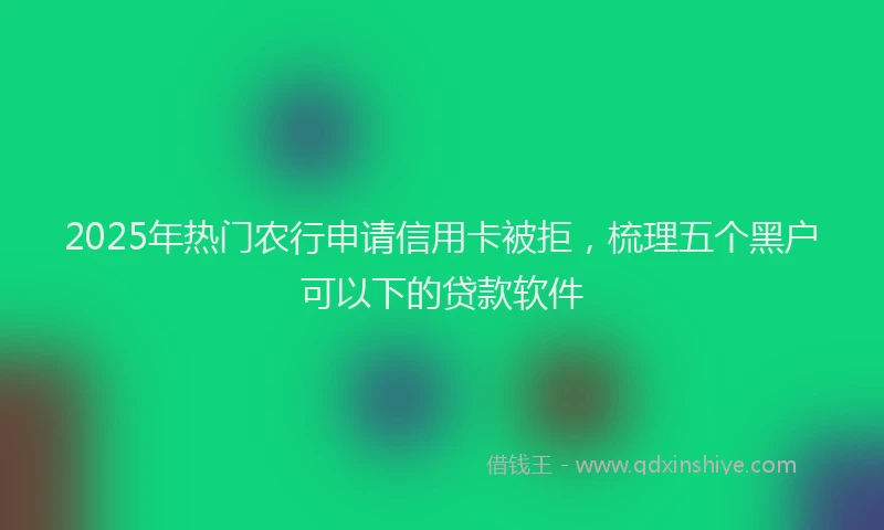 2025年热门农行申请信用卡被拒，梳理五个黑户可以下的贷款软件