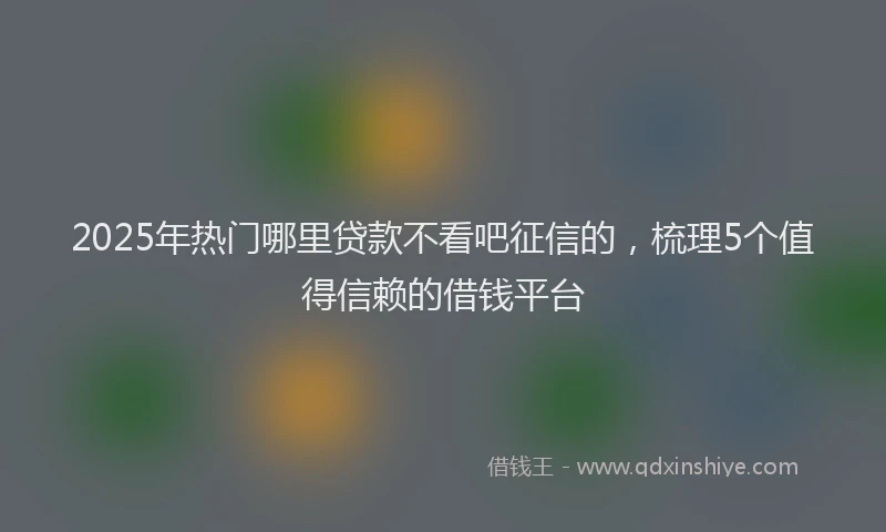 2025年热门哪里贷款不看吧征信的，梳理5个值得信赖的借钱平台