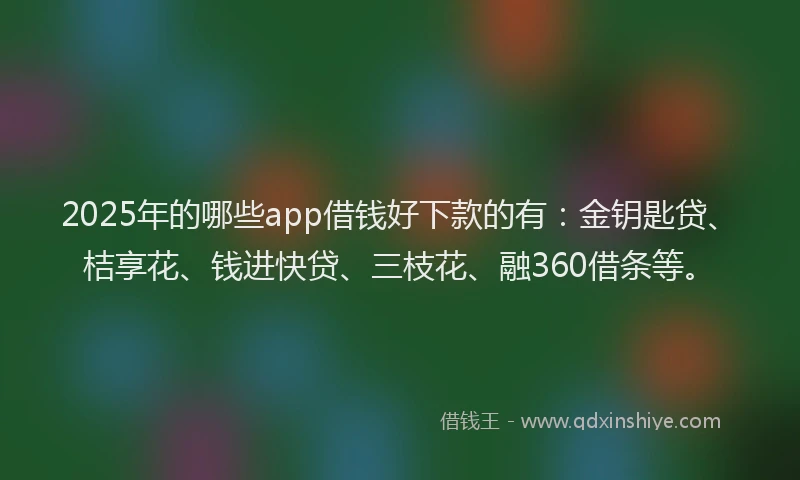 2025年的哪些app借钱好下款的有：金钥匙贷、桔享花、钱进快贷、三枝花、融360借条等。
