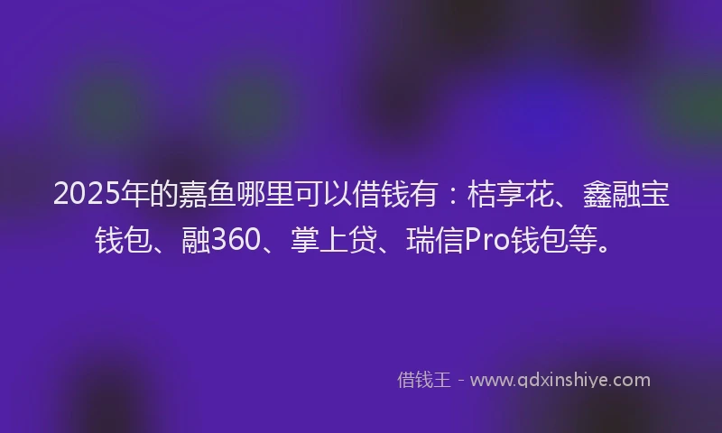 2025年的嘉鱼哪里可以借钱有：桔享花、鑫融宝钱包、融360、掌上贷、瑞信Pro钱包等。
