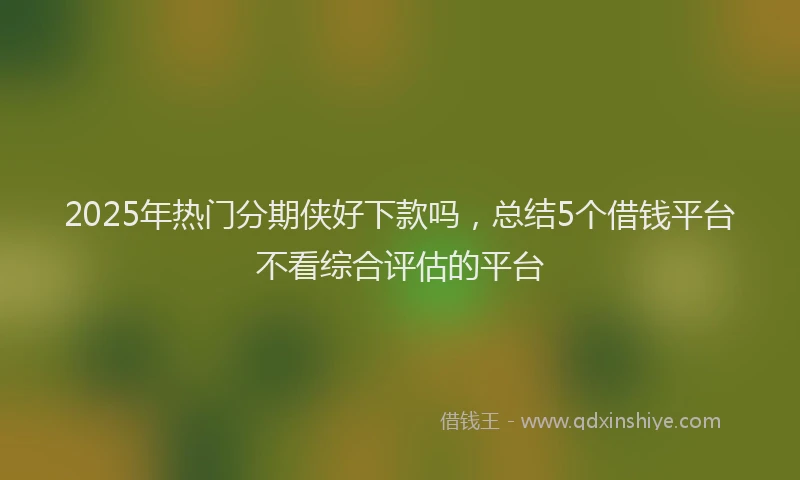 2025年热门分期侠好下款吗，总结5个借钱平台不看综合评估的平台