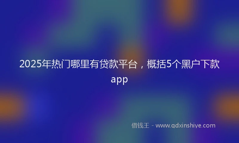 2025年热门哪里有贷款平台，概括5个黑户下款app