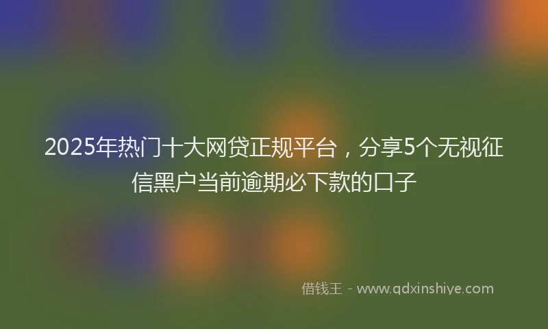 2025年热门十大网贷正规平台，分享5个无视征信黑户当前逾期必下款的口子