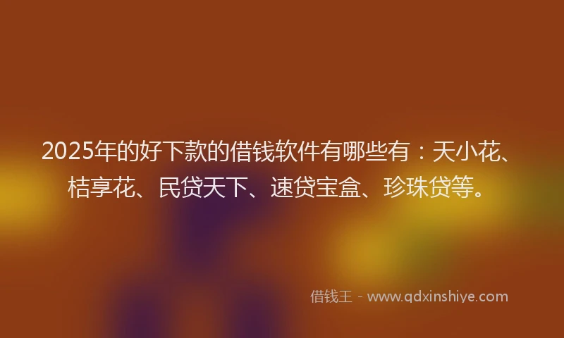 2025年的好下款的借钱软件有哪些有：天小花、桔享花、民贷天下、速贷宝盒、珍珠贷等。