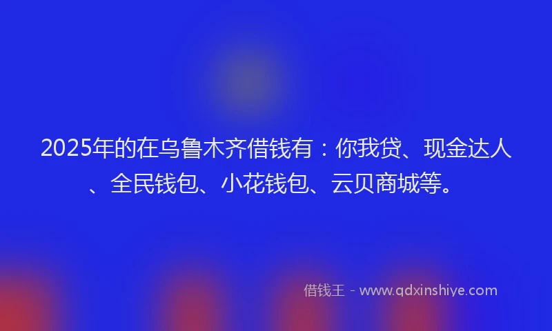2025年的在乌鲁木齐借钱有：你我贷、现金达人、全民钱包、小花钱包、云贝商城等。
