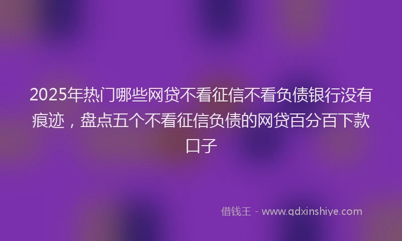 2025年热门哪些网贷不看征信不看负债银行没有痕迹，盘点五个不看征信负债的网贷百分百下款口子