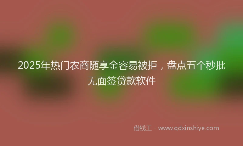 2025年热门农商随享金容易被拒，盘点五个秒批无面签贷款软件