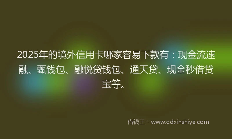 2025年的境外信用卡哪家容易下款有：现金流速融、甄钱包、融悦贷钱包、通天贷、现金秒借贷宝等。
