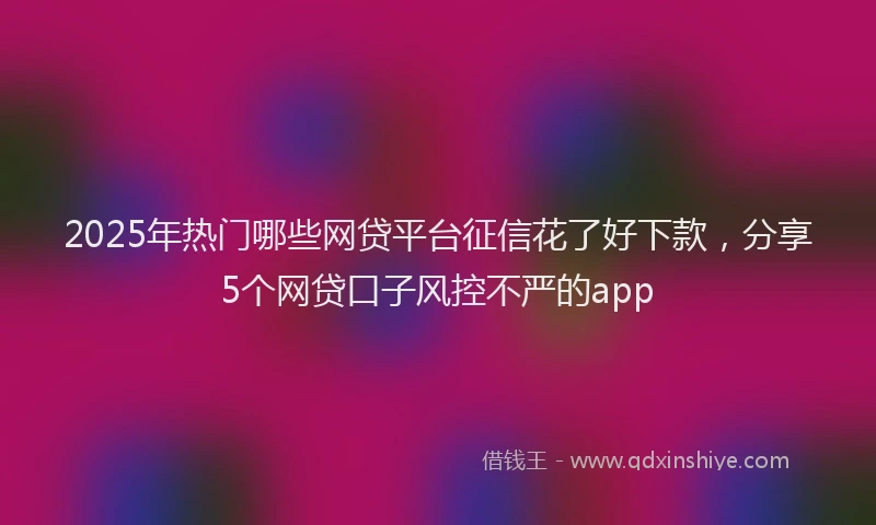 2025年热门哪些网贷平台征信花了好下款，分享5个网贷口子风控不严的app