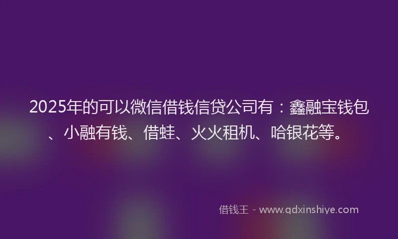 2025年的可以微信借钱信贷公司有：鑫融宝钱包、小融有钱、借蛙、火火租机、哈银花等。