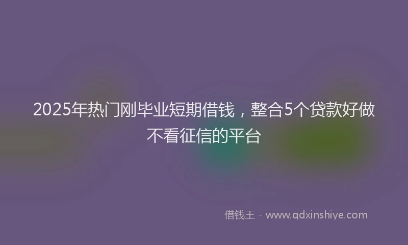 2025年热门刚毕业短期借钱，整合5个贷款好做不看征信的平台
