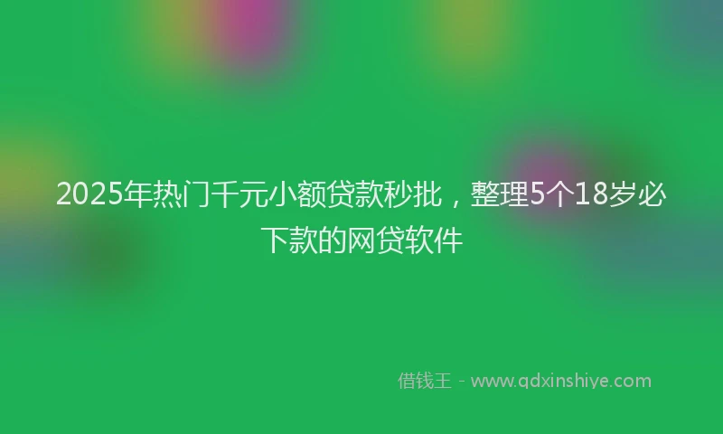 2025年热门千元小额贷款秒批，整理5个18岁必下款的网贷软件