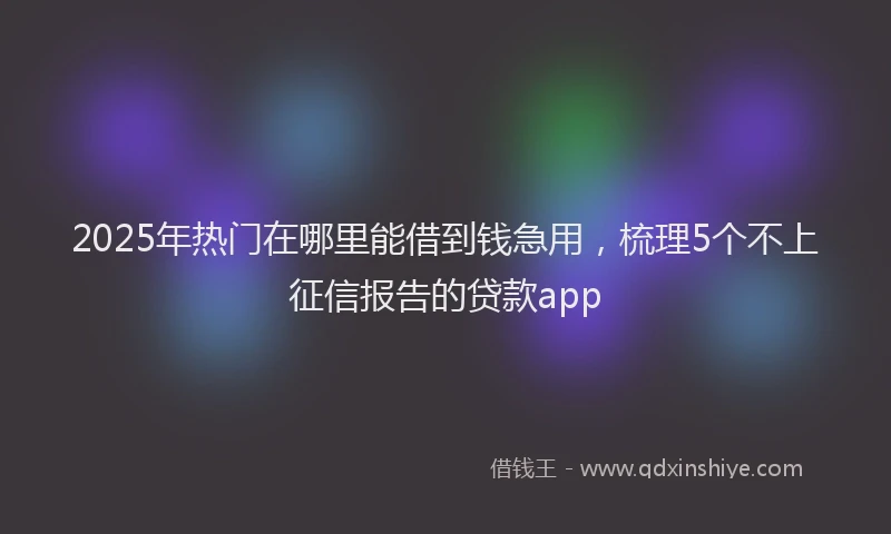 2025年热门在哪里能借到钱急用，梳理5个不上征信报告的贷款app