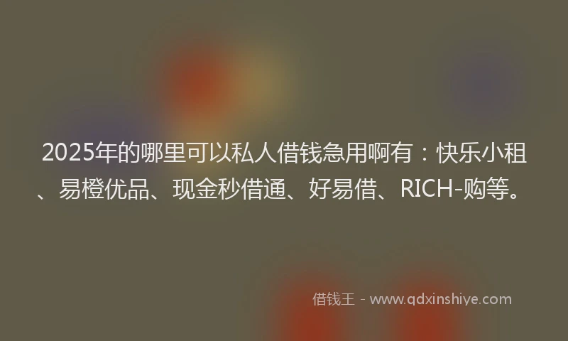 2025年的哪里可以私人借钱急用啊有：快乐小租、易橙优品、现金秒借通、好易借、RICH-购等。