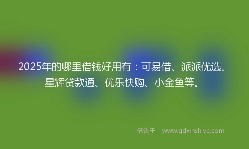 2025年的哪里借钱好用有：可易借、派派优选、星辉贷款通、优乐快购、小金鱼等。